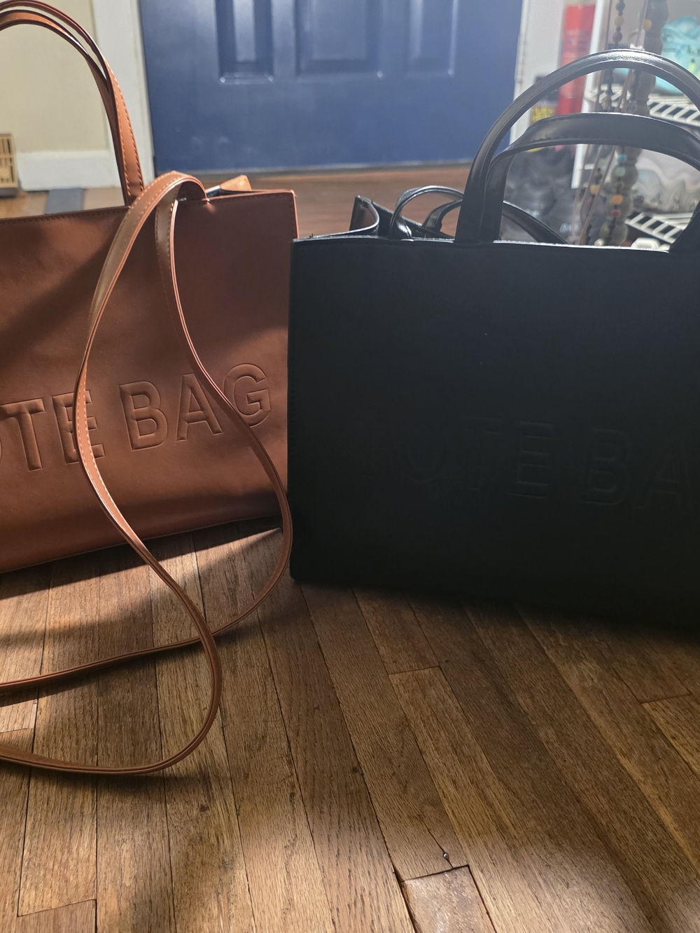 "Tote Bag" Embroidered Tote Bag Duo - Black & Brown